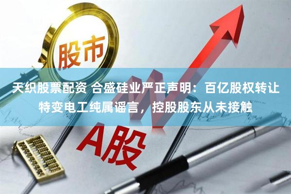 天织股票配资 合盛硅业严正声明：百亿股权转让特变电工纯属谣言，控股股东从未接触