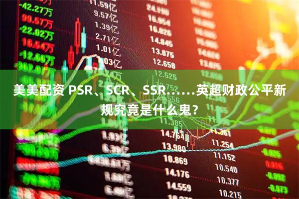 美美配资 PSR、SCR、SSR……英超财政公平新规究竟是什么鬼？